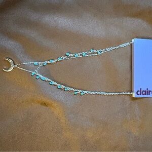 Claire's Silver Necklace with Turquoise Beads